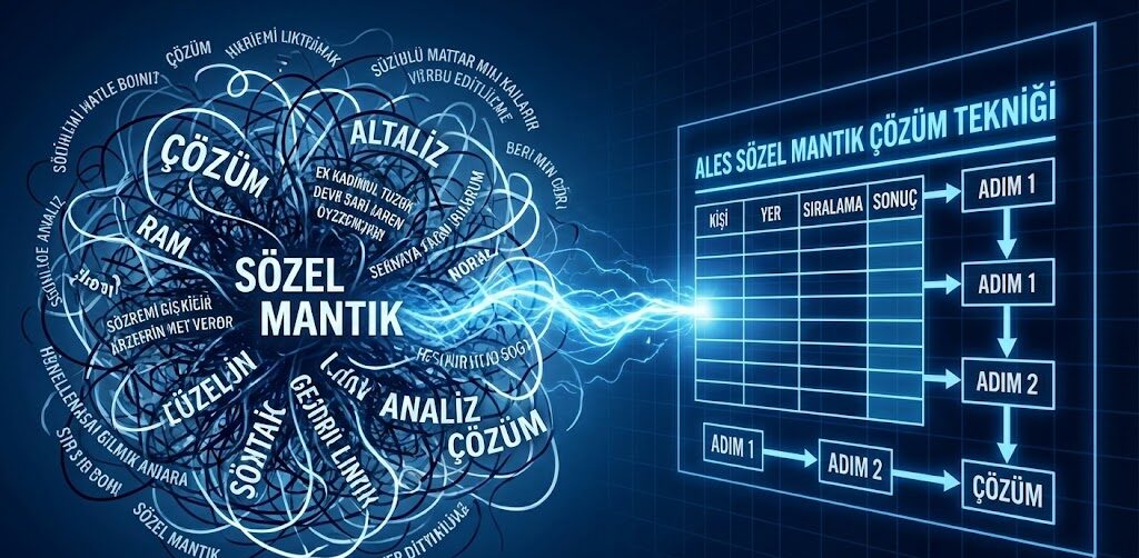 Karmaşık sözel mantık metinlerini tablo ve şemalara dönüştürerek ALES Sözel sorularını çözme stratejisi.